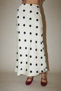 SATIN MIDI SKIRT WITH ELASTIC WAIST IN POLKA DOT